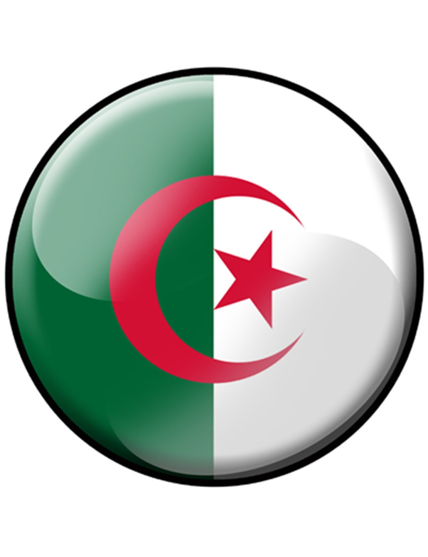 drapeau Algérien rond - 15cm - Sticker/autocollant drapeau Algérien rond - 15cm - Sticker/autocollant