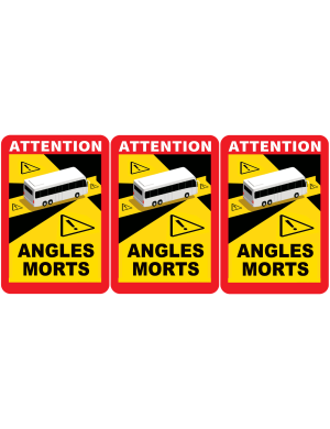 Angles morts bus et car - 3 stickers de 17x25cm - Sticker/autocollant