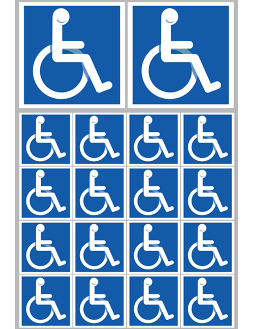 Handicapé moteur (2 fois 10cm & 16 fois 5cm) - Sticker/autocollant Handicapé moteur (2 fois 10cm & 16 fois 5cm) - Sticker/autocollant