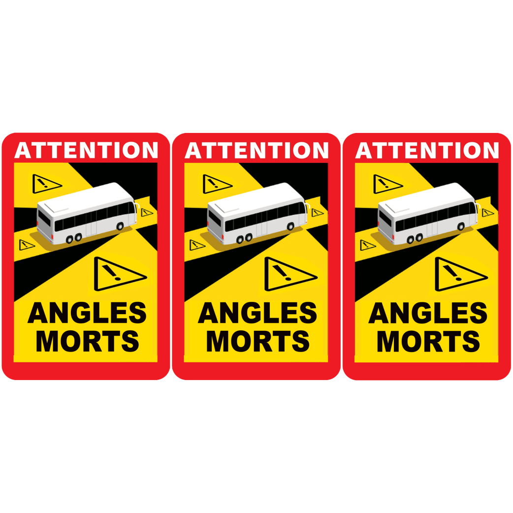 Angles morts bus et car - 3 stickers de 17x25cm - Sticker/autocollant
