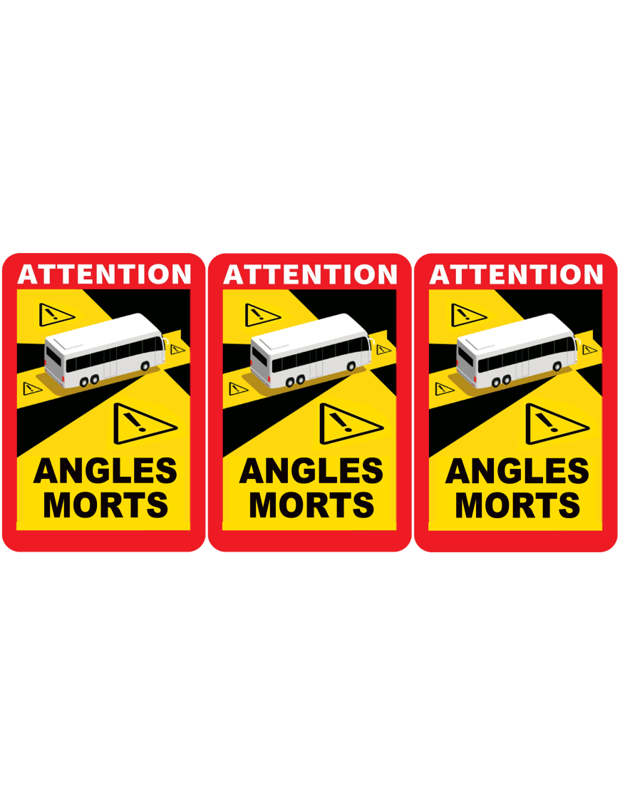 Angles morts bus et car - 3 stickers de 17x25cm - Sticker/autocollant