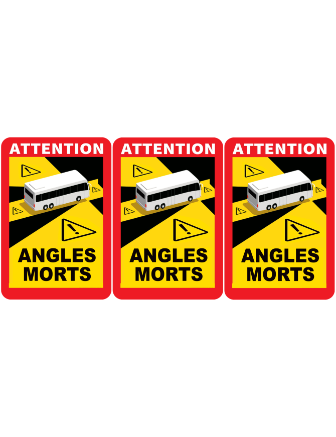 Angles morts bus et car - 3 stickers de 17x25cm - Sticker/autocollant
