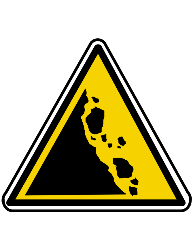 attention chute de pierre (15x13.5cm) - Sticker/autocollant