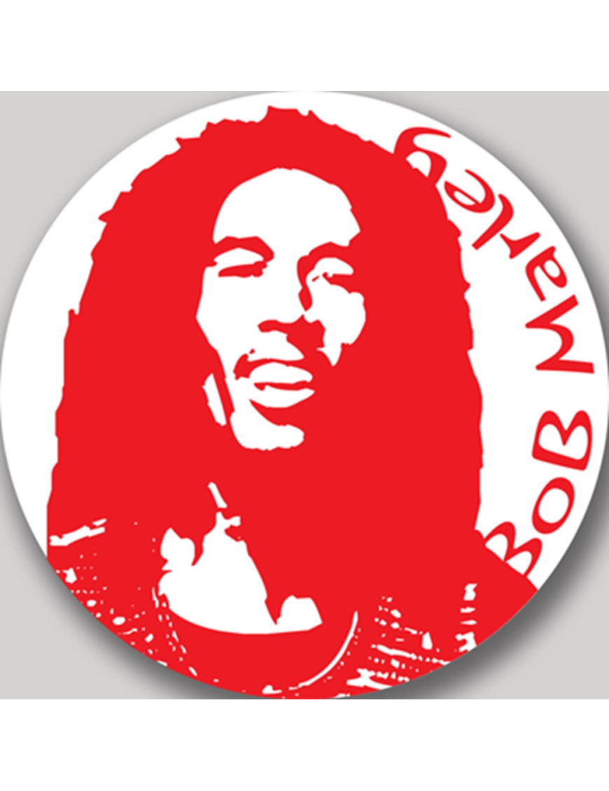 Bob Marley rond (20x20cm) - Sticker/autocollant