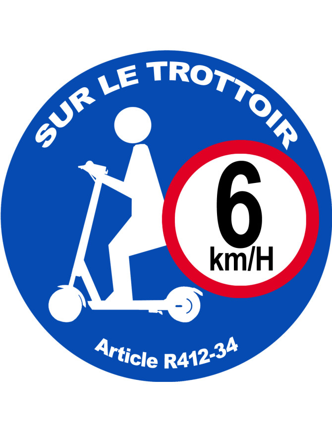 Trottinette trottoir 6 KmH - 15cm - Sticker/autocollant