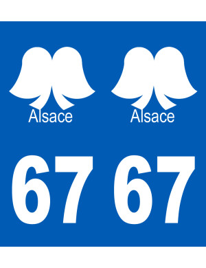 immatriculation 67 (Bas-Rhin) coiffe - Sticker/autocollant