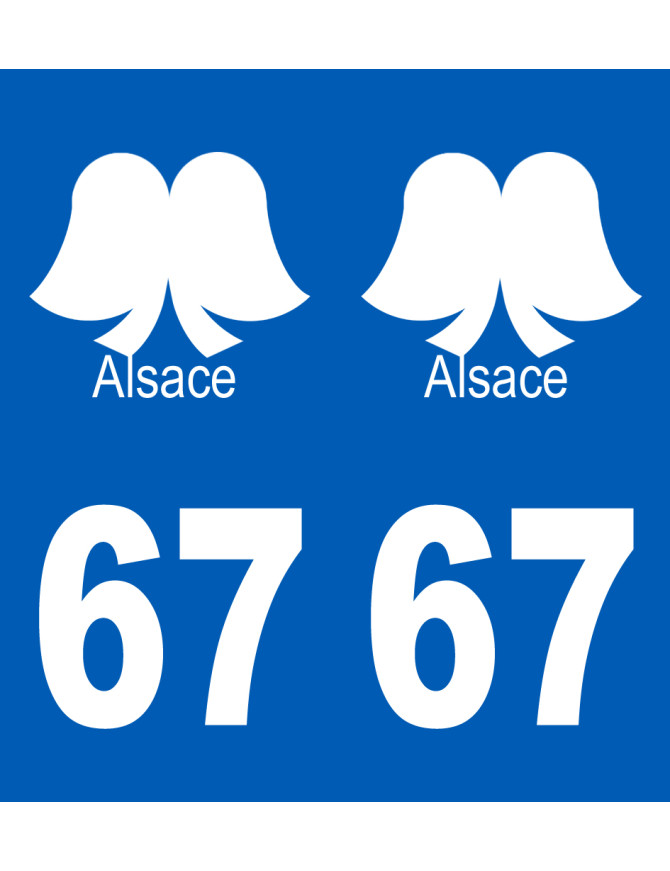 immatriculation 67 (Bas-Rhin) coiffe - Sticker/autocollant