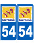 immatriculation 54 Lorraine - Sticker/autocollant