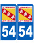 immatriculation 54 Lothringen Lorraine - Sticker/autocollant