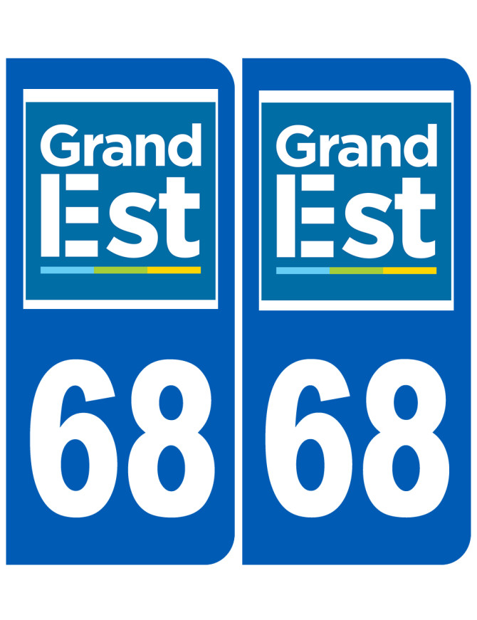 Immatriculation 68 Grand Est - Sticker/autocollant