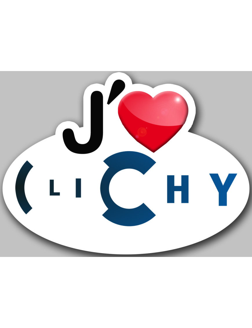 j'aime Clichy - 5x3.7cm - Sticker/autocollant