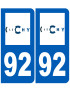 immatriculation 92 Clichy - Sticker/autocollant