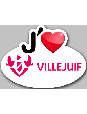 j'aime Villejuif - 5x3.7cm - Sticker/autocollant