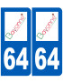 immatriculation 64 Bayonne - Sticker/autocollant