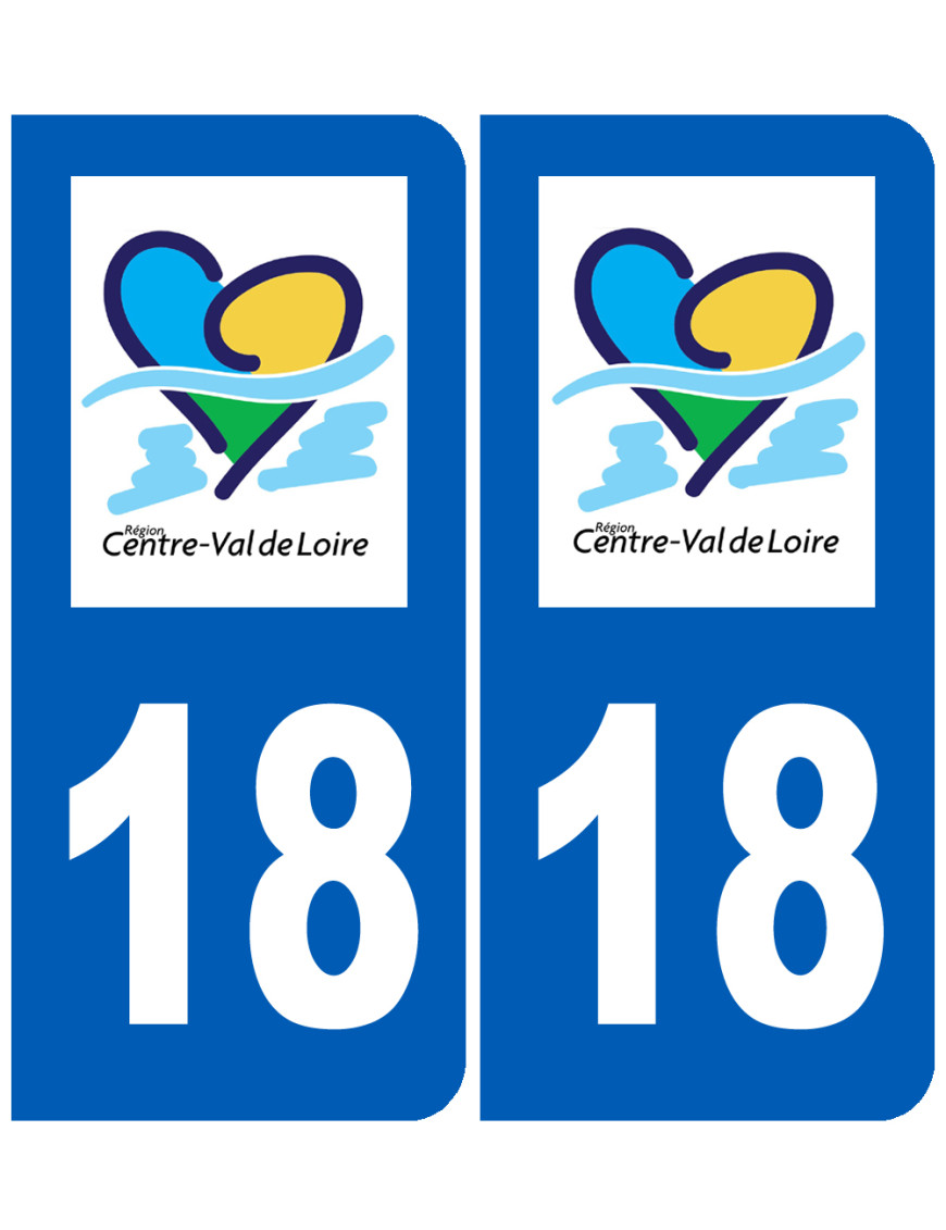 immatriculation 18 Centre Val de Loire - Sticker/autocollant