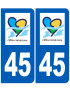 immatriculation 45 Centre Val de Loire - Sticker/autocollant