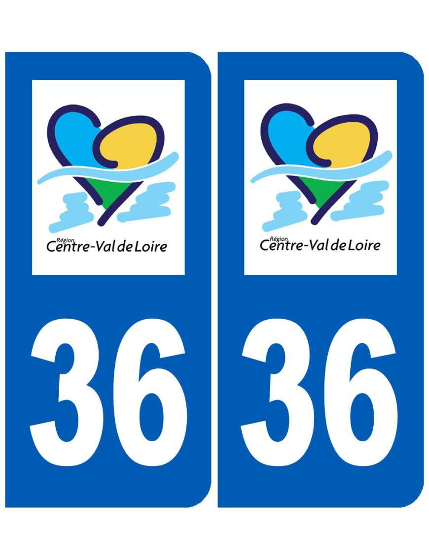 immatriculation 36 Centre Val de Loire - Sticker/autocollant