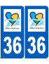immatriculation 36 Centre Val de Loire - Sticker/autocollant