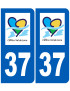 immatriculation 37 Centre Val de Loire - Sticker/autocollant