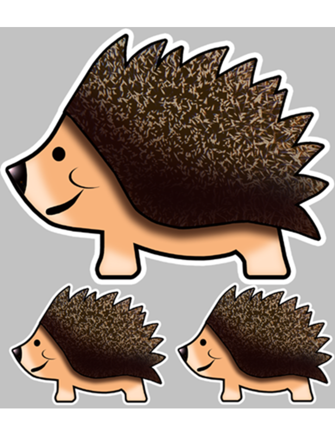 Hérisson voyageur (1 fois 21cm Larg. - 2 fois 10cm Larg.) - Sticker/autocollant