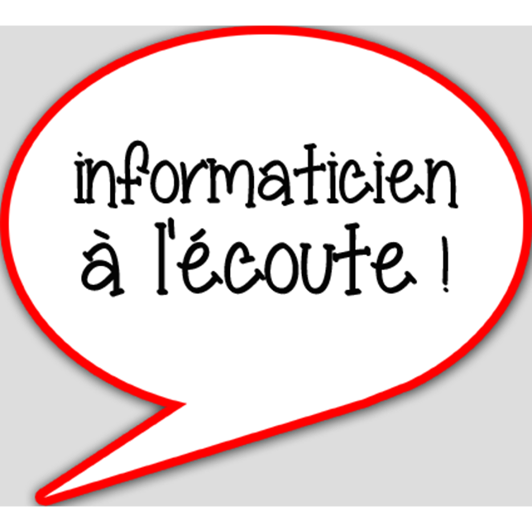Informaticien à l'écoute (10x9cm) - sticker/autocollant