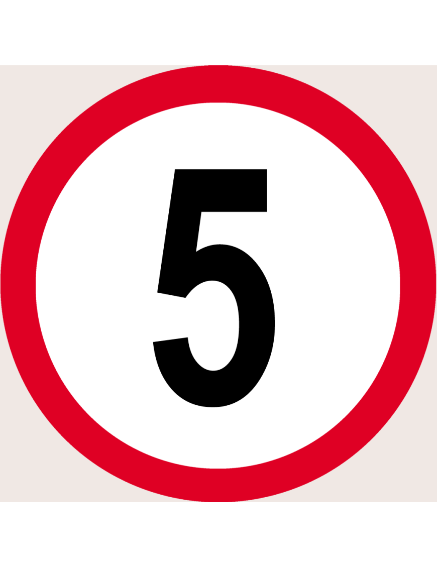 Disque de vitesse 5Km/H bord rouge - 15cm - Sticker/autocollant
