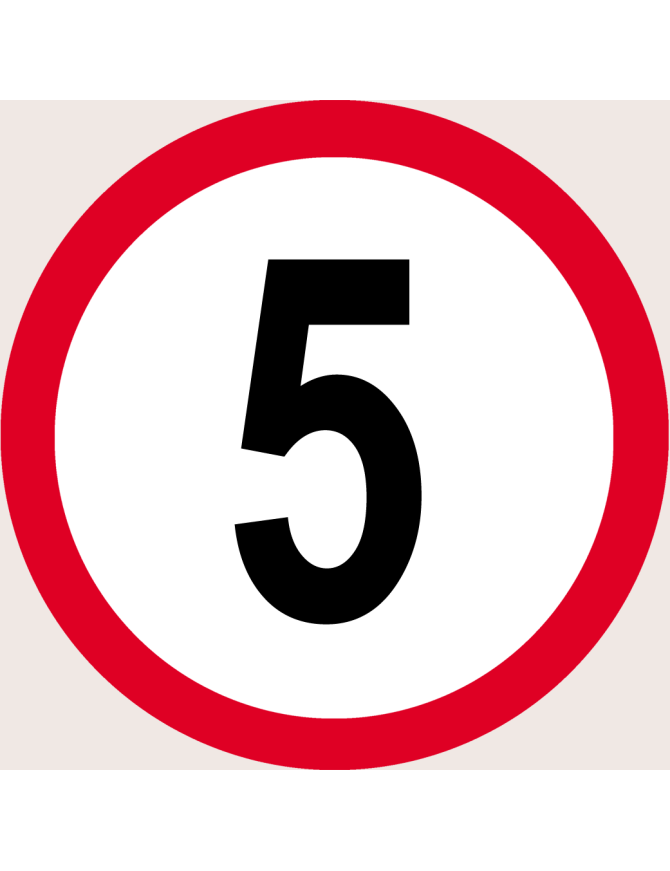 Disque de vitesse 5Km/H bord rouge - 10cm - Sticker/autocollant