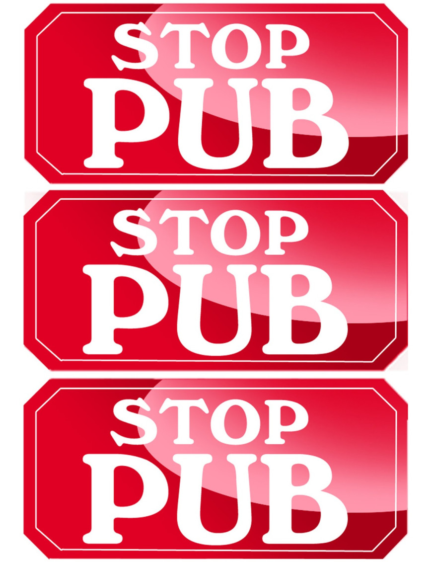STOP PUB - 3 stickers de 7,5x3,5cm - Sticker/autocollant