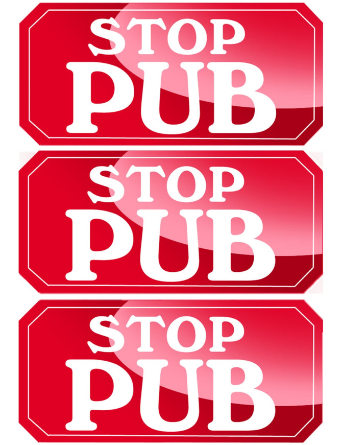 STOP PUB - 3 stickers de 7,5x3,5cm - Sticker/autocollant