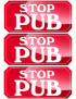 STOP PUB - 3 stickers de 7,5x3,5cm - Sticker/autocollant