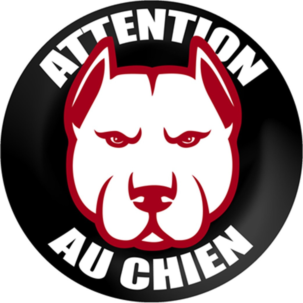 ATTENTION AU CHIEN - 9cm - Sticker/autocollant