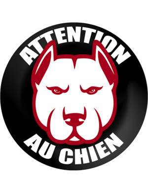 ATTENTION AU CHIEN - 9cm - Sticker/autocollant