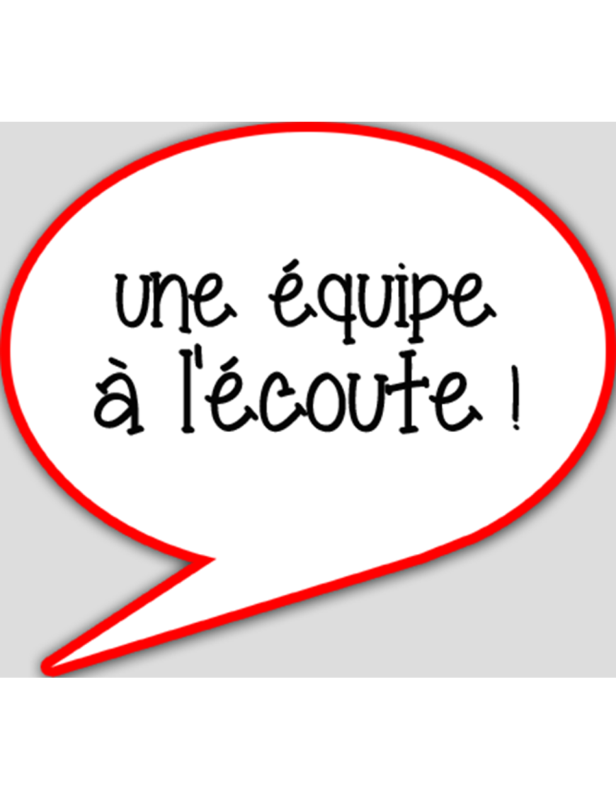 une équipe à l'écoute - 15x13.5cm - sticker/autocollant