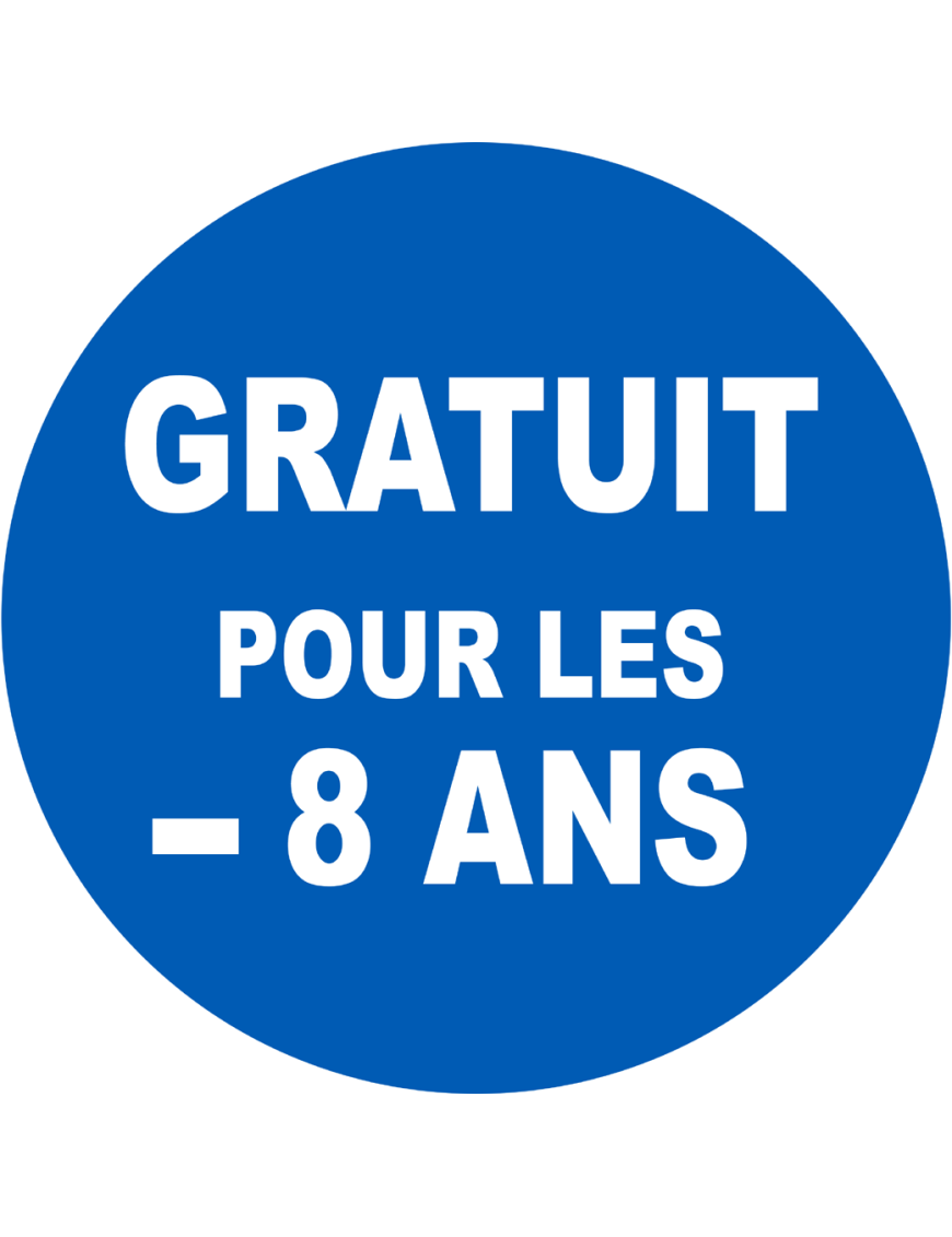 Gratuit pour les moins de 8 ans - 5x5cm - Sticker/autocollant
