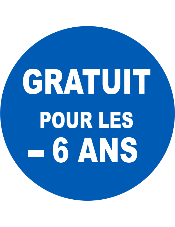 Gratuit pour les moins de 6 ans - 10x10cm - Sticker/autocollant