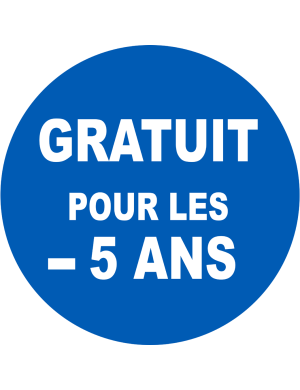Gratuit pour les moins de 5 ans - 20x20cm - Sticker/autocollant