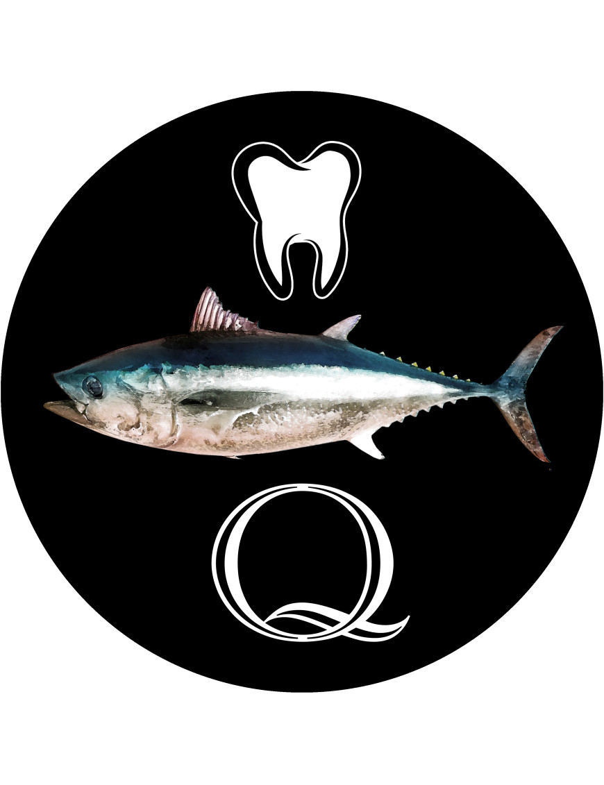 Dent thon Q (20x20cm) - Sticker/autocollant