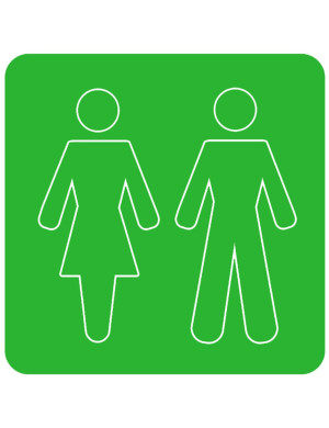 WC, toilette vert (10x10cm) - Sticker/autocollant
