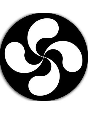 Croix Basque Blanche fond noir - 20cm - Sticker/autocollant