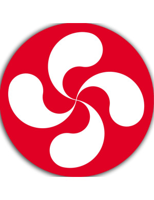 Croix Basque Blanche fond rouge - 5cm - Sticker/autocollant