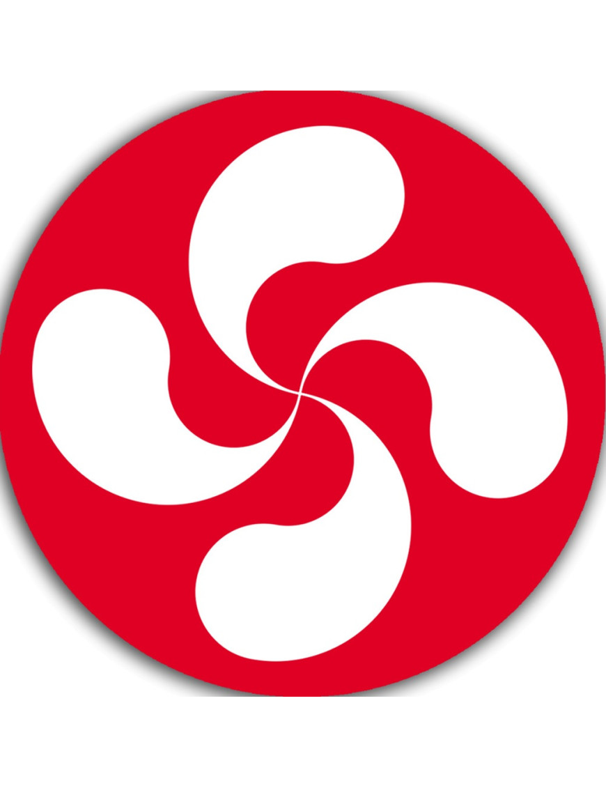 Croix Basque Blanche fond rouge - 5cm - Sticker/autocollant
