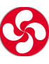 Croix Basque Blanche fond rouge - 5cm - Sticker/autocollant
