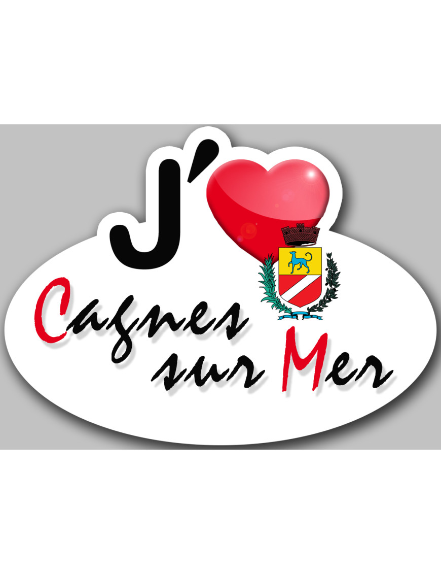 j'aime Cagnes-sur-Mer - 5x3.7cm - Sticker/autocollant