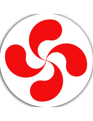 Croix Basque rouge fond blanc - 5cm - Sticker/autocollant