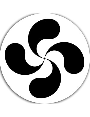 Croix Basque Noir fond blanc - 5cm - Sticker/autocollant