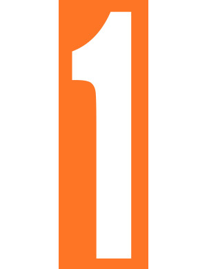 numéro orange 1 - 30x10cm - Sticker/autocollant
