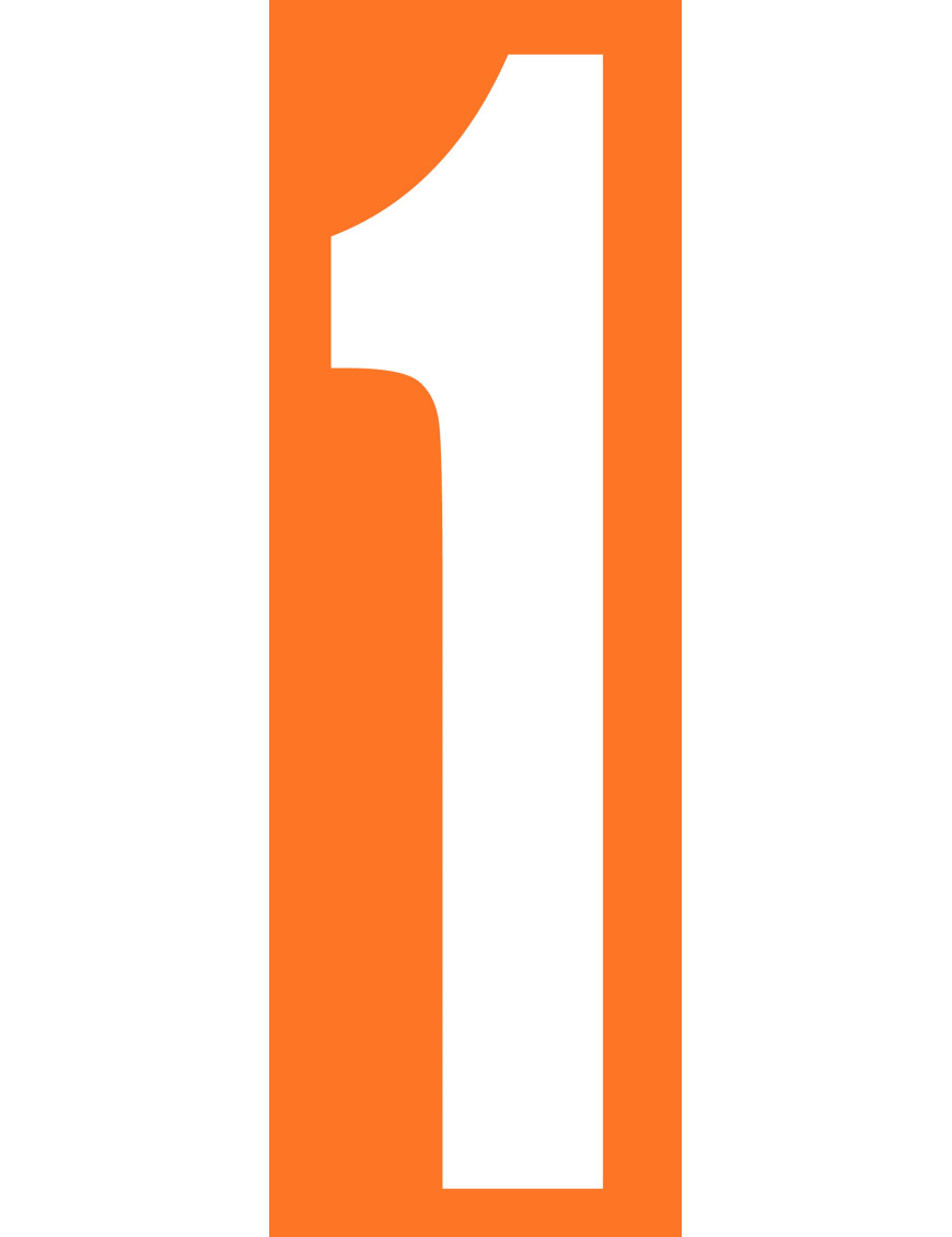 numéro orange 1 - 30x10cm - Sticker/autocollant