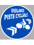 Vigilance piste cyclable - 10x10cm - Sticker/autocollant