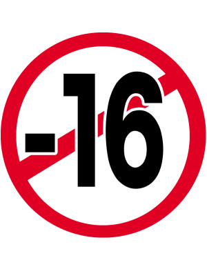interdit moins 16 ans - 15cm - Sticker/autocollant