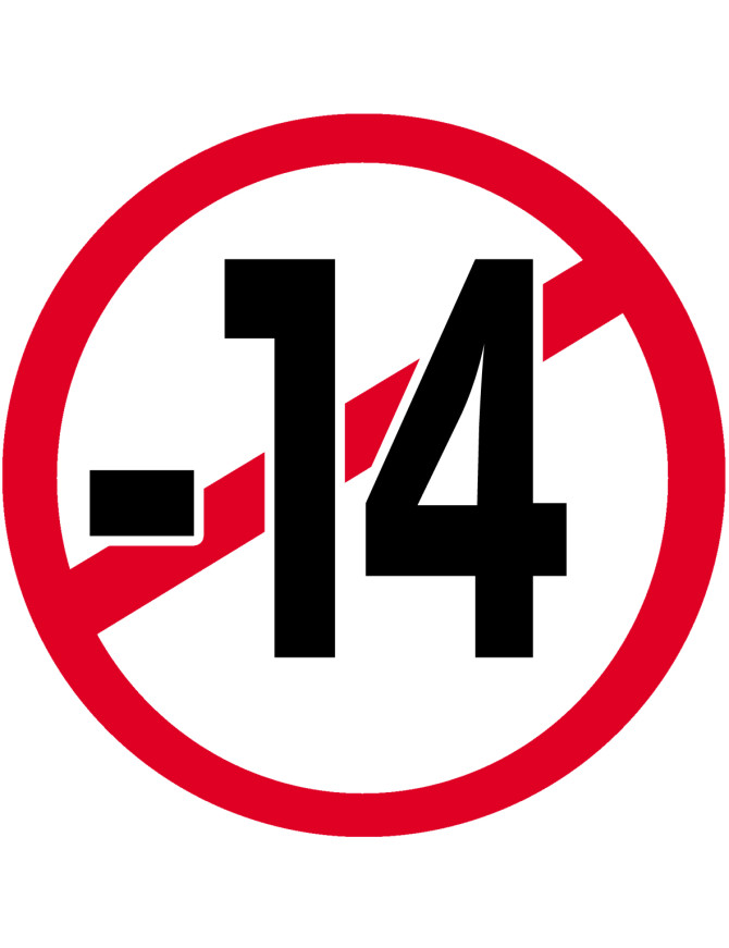 interdit moins 14 ans - 15cm - Sticker/autocollant